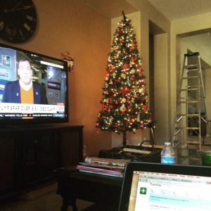 Amanda's view from her family's house in Las Vegas, complete with news on the TV.